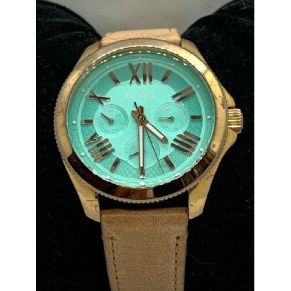 Fossil AM4540 Women's Watch Chronograph Green Dial Rose Gold 40mm Analog D824
